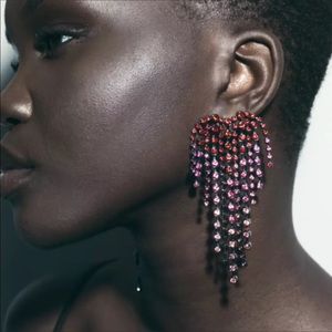 Zara Gunmetal Pink Rhinestone Earrings